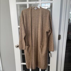Elegant Brown Chevron Knit Cardigan